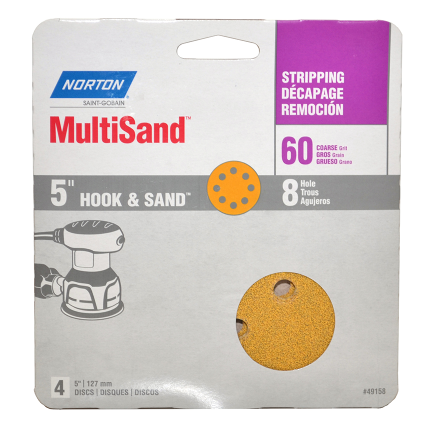 NORTON 5"X8H DISC 4PK P60