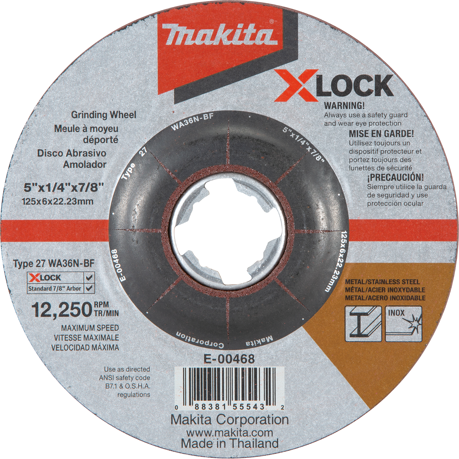 5" XLOCK METAL& SS GRNDWHL 36GRT